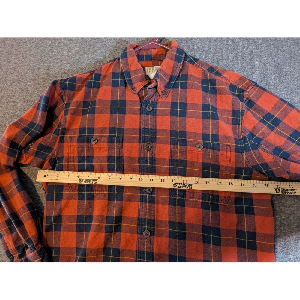 Duluth‎ Trading Shirt Men's Med Orange Plaid Button Up Long Sleeve Soft Flannel - Picture 3 of 10